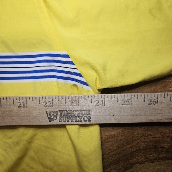 FootJoy Shirt Mens XL Bright Yellow Blue Stripe Golf Polo Performance Stretch - Picture 5 of 10